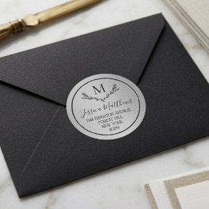 Rücksendeadresse für das Monogramm eines Silberbla Runder Aufkleber