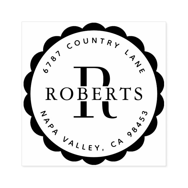 Rücksendeadresse für den Circle Monogram Familienn Gummistempel (Prägung)