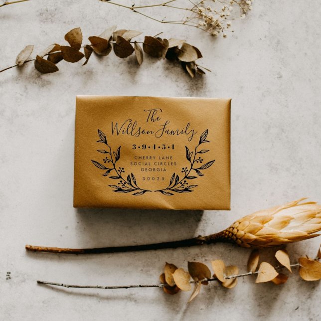 Rücksendeadresse für den Namen der Familie Wreath Gummistempel (Von Creator hochgeladen)