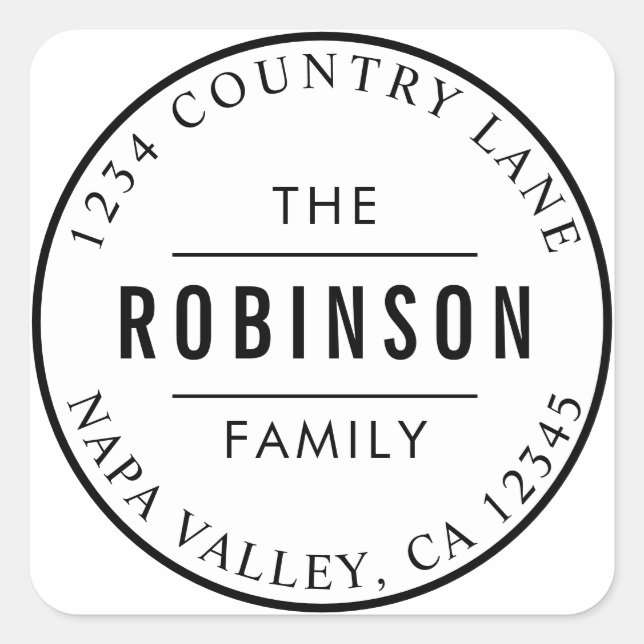 Rücksendeadresse für den Namen der klassischen Cir Quadratischer Aufkleber (Vorderseite)