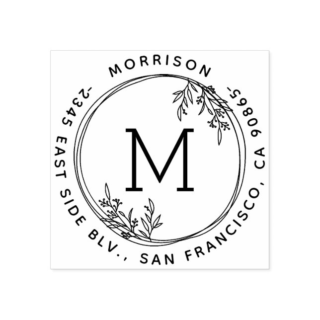 Rücksendeadresse für den Namen der Krustenmonogram Gummistempel (Prägung)