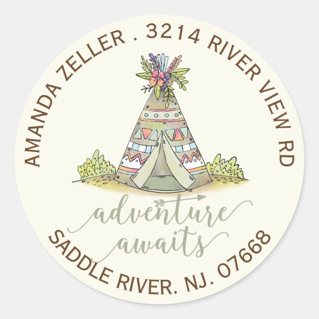 Rücksendeadresse für die Babydusche des Stammes Runder Aufkleber (Vorderseite)