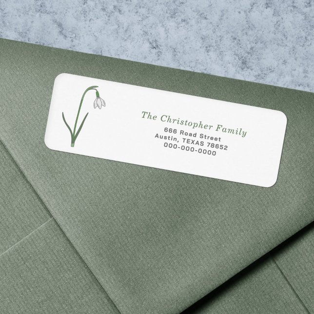 Rücksendeadresse für die Blume Snowdrop Pastell (Snowdrop Pastel Flower Return Address Label)