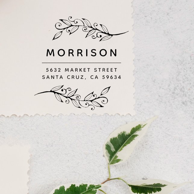 Rücksendeadresse für die grüne botanische Zweigste Permastempel (Von Creator hochgeladen)