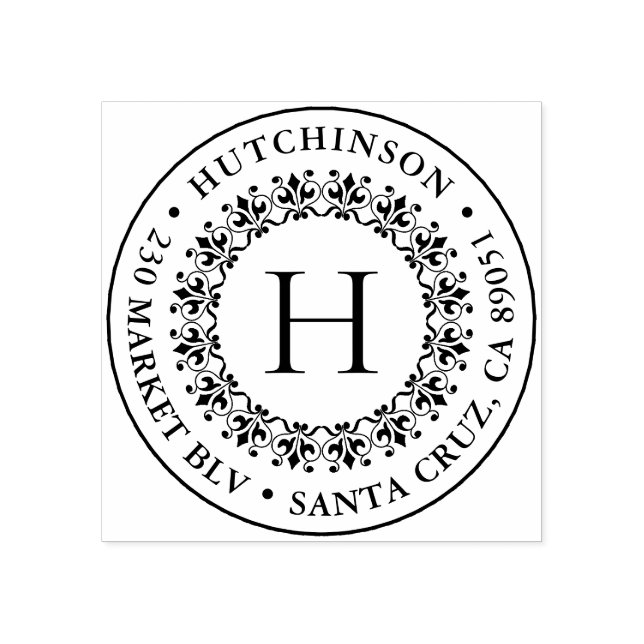 Rücksendeadresse für die klassische Monogramm-Rund Gummistempel (Prägung)