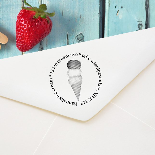 Rücksendeadresse für einfache Eiscreme Permastempel (Whimsical cute ice cream cone business return address stamp.)