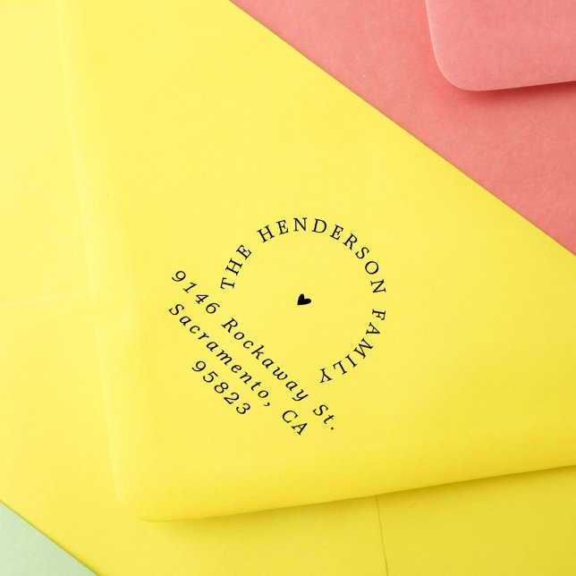 Rücksendeadresse für einfache Herz-Elegante Typogr Gummistempel (Von Creator hochgeladen)