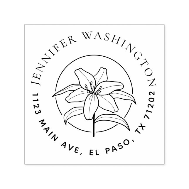 Rücksendeadresse für einfache Lilienflora Permastempel (Design)