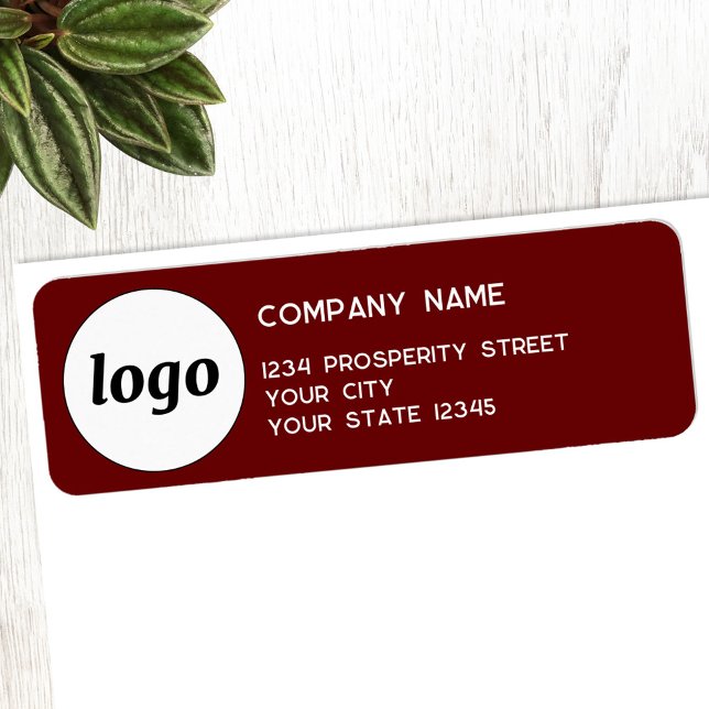 Rücksendeadresse für einfache Logofirmen Burgundy (Simple logo with custom text business branding promotional burgundy return address label)