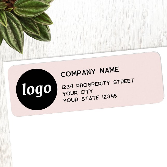 Rücksendeadresse für einfache Logos Rosa Unternehm (Logo blush pink promotional business return address label)