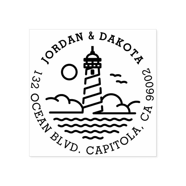 Rücksendeadresse für einfaches Leuchtturm Gummistempel (Prägung)