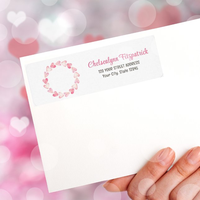 Rücksendeadresse für einfaches rosa Wasserfarben (Simple Pink Watercolor Heart Return Address Label)