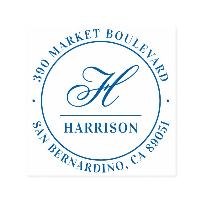 Rücksendeadresse für elitäre Skriptmonogramm-Famil Permastempel (Design)