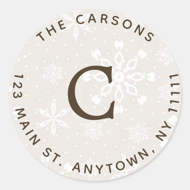 Rücksendeadresse für gequilte Schneeflocken Runder Aufkleber (Vorderseite)