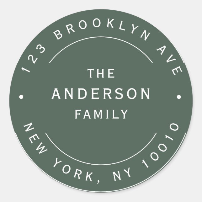 Rücksendeadresse für grün Familiennamen Runder Aufkleber (Vorderseite)