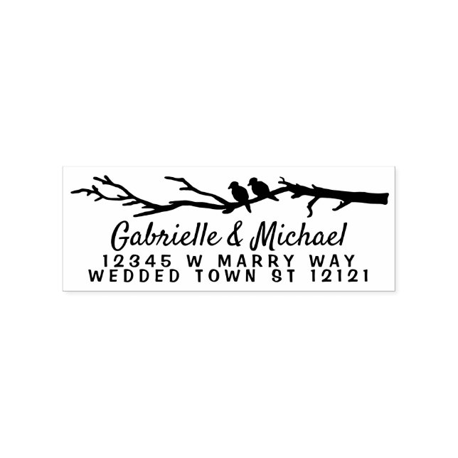 Rücksendeadresse für Hochzeitnamen | Zweigstelle V Gummistempel (Prägung)