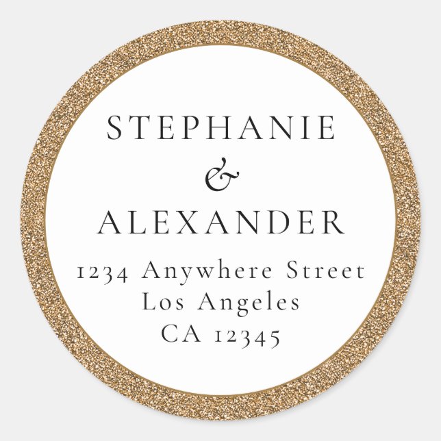 Rücksendeadresse für Hochzeitsbezeichnung für Gold Runder Aufkleber (Vorderseite)