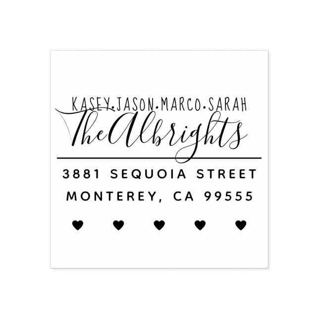 Rücksendeadresse für individuelle Namen und Herz Gummistempel (Prägung)