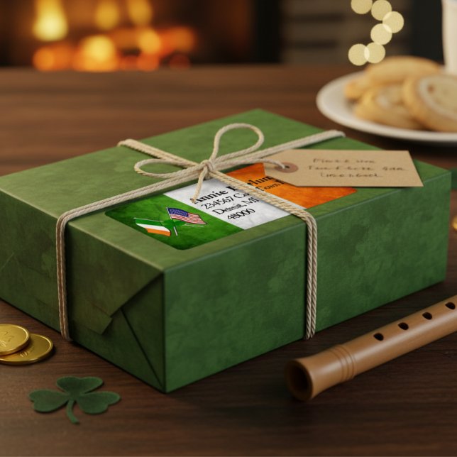 Rücksendeadresse für irisches amerikanisches Flagg Adressaufkleber (Irish American Flags Return Address Label)