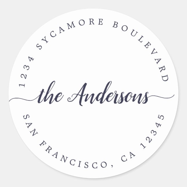 Rücksendeadresse für Kalligrafie Runder Aufkleber (Vorderseite)