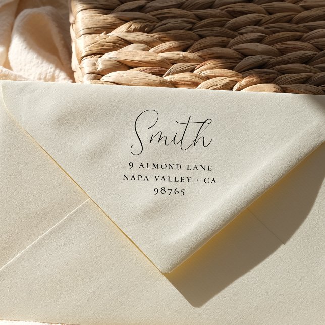 Rücksendeadresse für Minimalistische Familienname Permastempel (Rubber Stamp Mock-up)