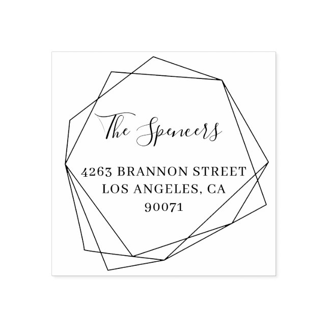 Rücksendeadresse für moderne geometrische Rahmen Gummistempel (Prägung)