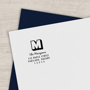 Rücksendeadresse für Monogramm-Nachname Permastempel
