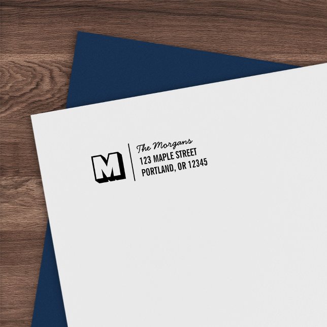 Rücksendeadresse für Monogramm-Skriptfamilie Permastempel (Von Creator hochgeladen)