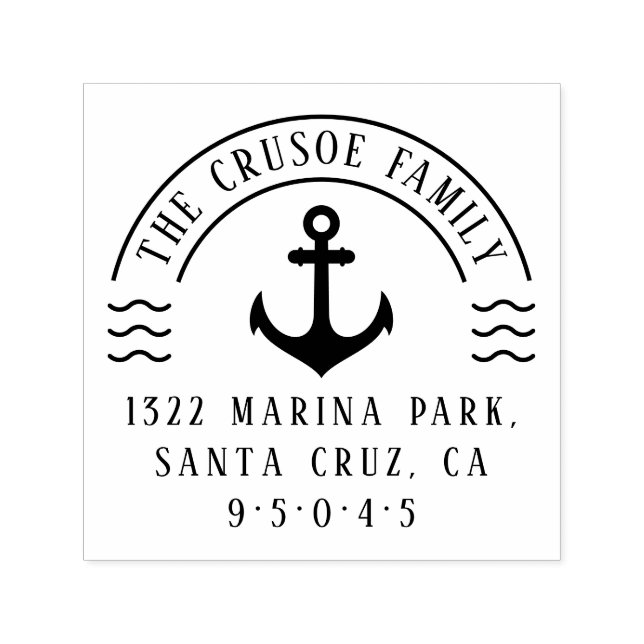 Rücksendeadresse für Nautische Anker und Waves Permastempel (Design)