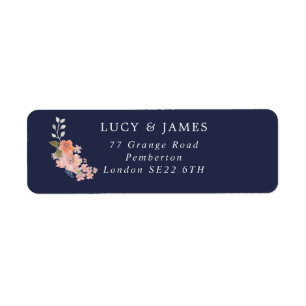 Rücksendeadresse für Navy und Peach Floral Bouquet