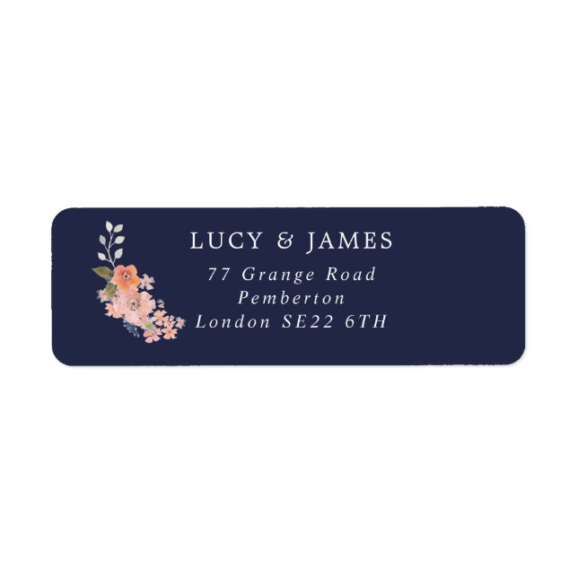 Rücksendeadresse für Navy und Peach Floral Bouquet (Vorne)