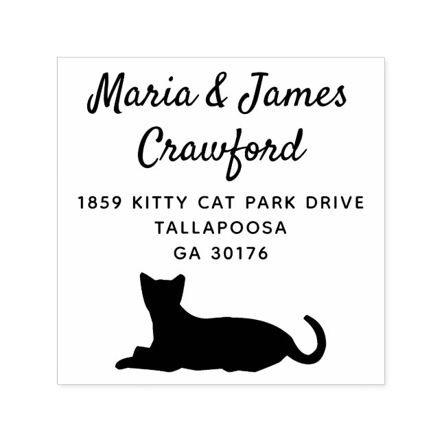 Rücksendeadresse für niedliche Cat Cursive Skriptf Permastempel (Design)