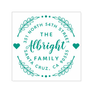 Rücksendeadresse für niedliche Herz- und Kranzfami Permastempel