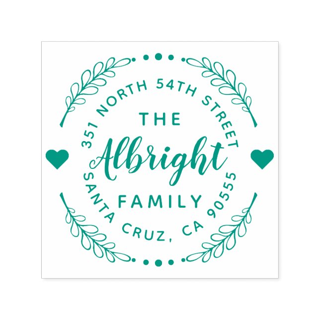 Rücksendeadresse für niedliche Herz- und Kranzfami Permastempel (Design)