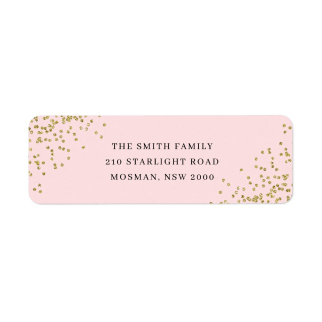 Rücksendeadresse für Rosa und Gold Glitzer (Vorne)