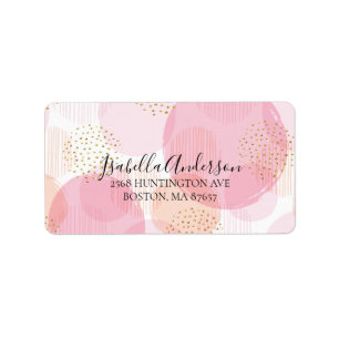Rücksendeadresse für Rosa und Gold Punkte Adressaufkleber