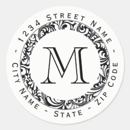 Rücksendeadresse für Schwarzweiß-Muster Runder Aufkleber