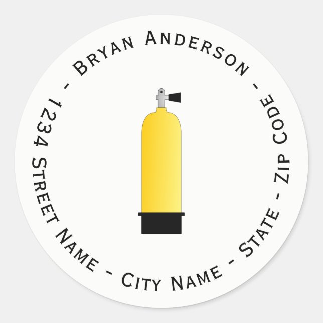 Rücksendeadresse für Scuba Diving Runder Aufkleber (Vorderseite)