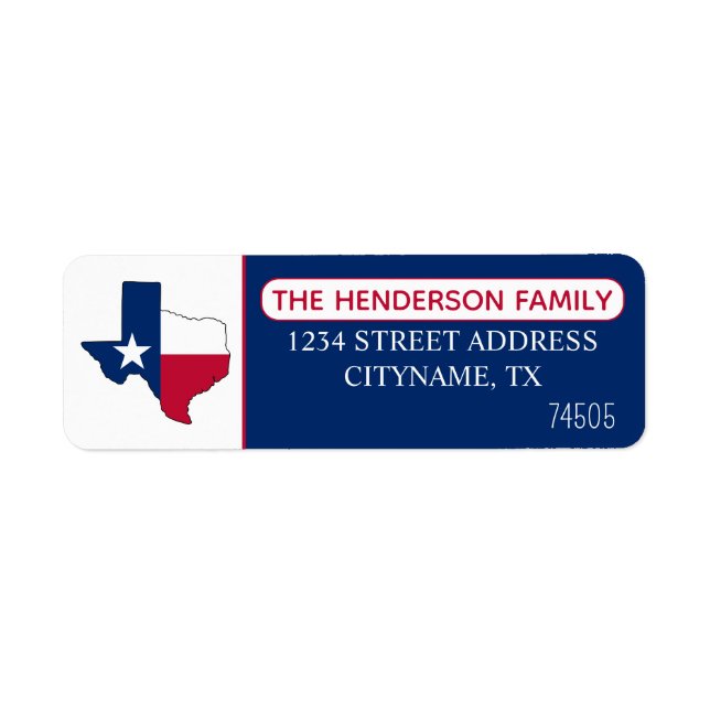 Rücksendeadresse für Texas-Flaggen (Vorne)