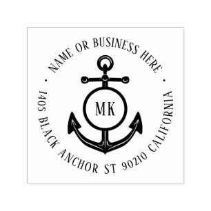 Rücksendeadresse für Vintage Ankermonogramm Permastempel