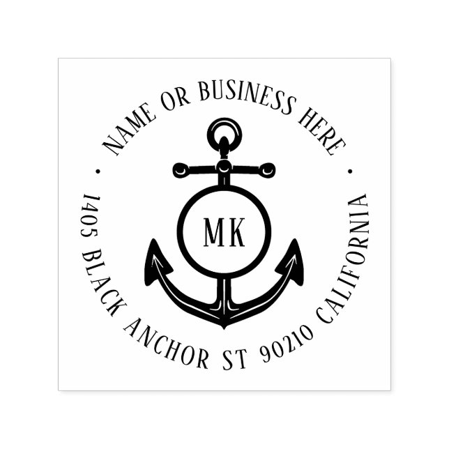 Rücksendeadresse für Vintage Ankermonogramm Permastempel (Design)