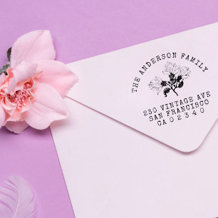 Rücksendeadresse für Vintage Blume mit benutzerdef Permastempel