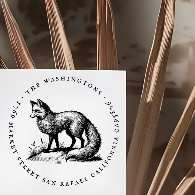 Rücksendeadresse für Vintage Fox-Familiennamen Gummistempel (Von Creator hochgeladen)