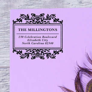 Rücksendeadresse für Vintage Frame-Familiennamen Gummistempel