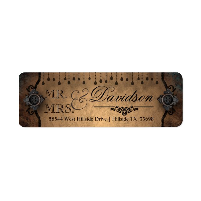Rücksendeadresse für Vintage-Hochzeit (Vorne)