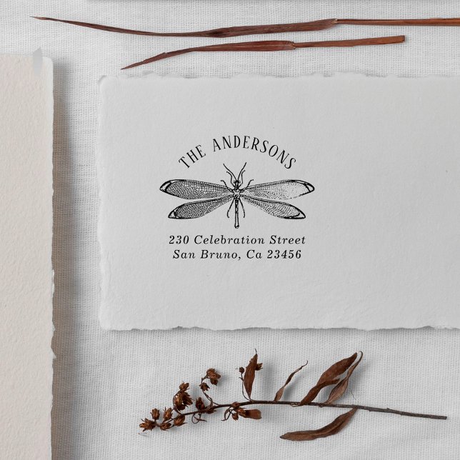 Rücksendeadresse für Vintage Libellenfamilie Gummistempel (Von Creator hochgeladen)