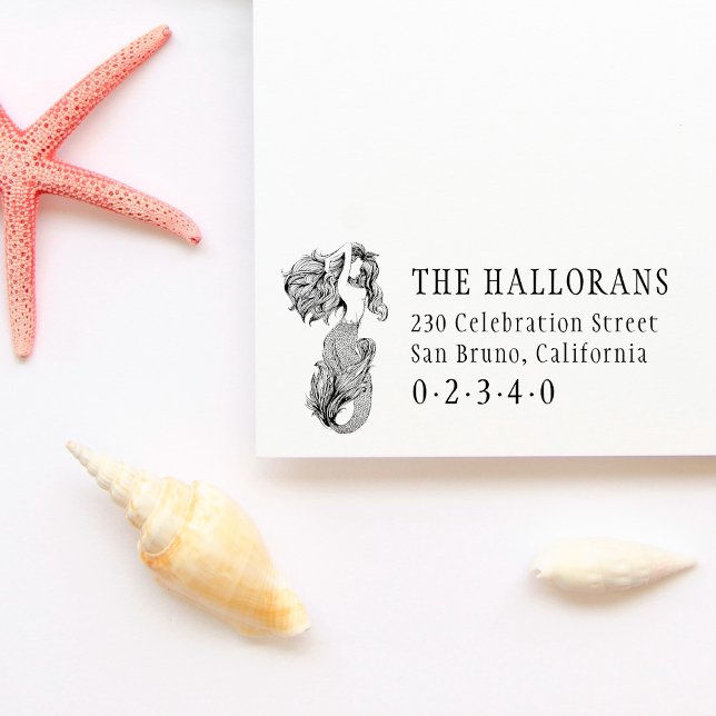 Rücksendeadresse für Vintage Mermaid-benutzerdefin Permastempel (Von Creator hochgeladen)