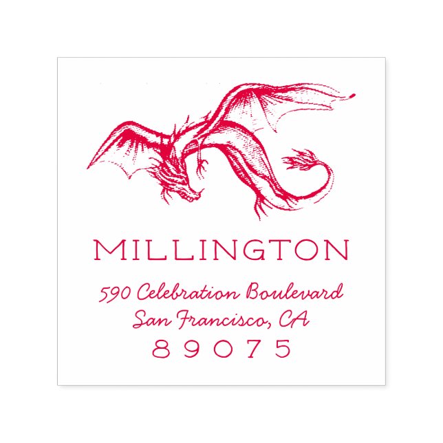 Rücksendeadresse für Vintage Mythische Drachenfami Permastempel (Design)