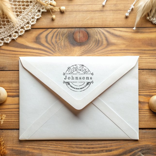 Rücksendeadresse für Vintage runde Blumenfamilien Gummistempel (Von Creator hochgeladen)