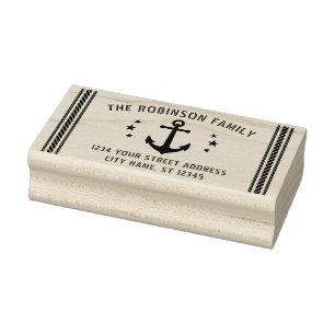 Rücksendeadresse für Vintage Schiffsanker Sterne Gummistempel